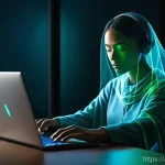 개인용 방화벽 설정 방법 - **Prompt:** "A serene and comforting image depicting a person, dressed in elegant, modest attire, si...