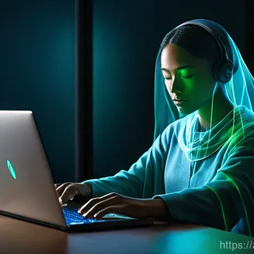 개인용 방화벽 설정 방법 - **Prompt:** "A serene and comforting image depicting a person, dressed in elegant, modest attire, si...