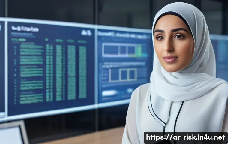 개인정보 보호를 위한 법적 조치 - A professional Middle Eastern woman in a modern office environment, wearing modest business attire w...