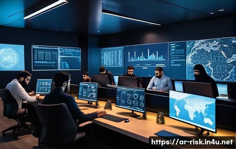 악성코드 탐지 기법 변화 - A modern cybersecurity operations center focused on behavioral malware detection, showing diverse Mi...